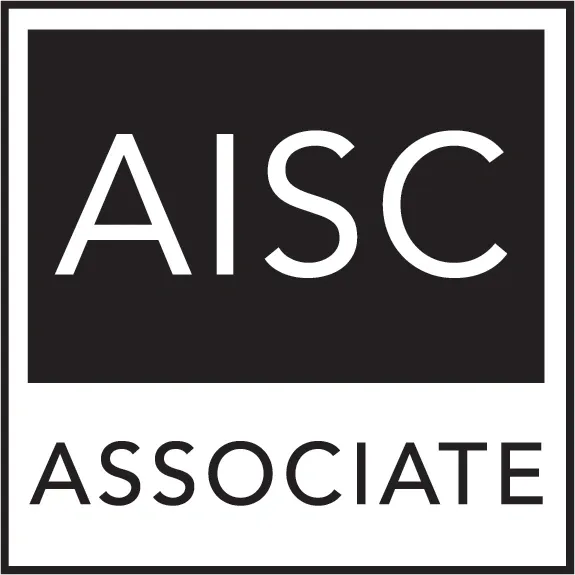 AISC Associate logo in black and white.